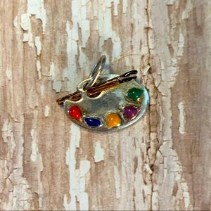 Artist Paint Pallet Enamel Charm Brown County Brand Sterling Silver Jewelry
